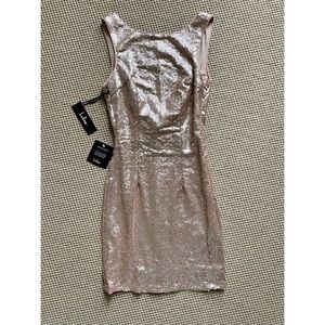Lulus XS Gold Sequence Backless Dress